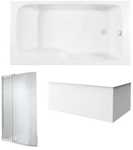 Baignoire bain douche JACOB DELAFON Malice antidérapante + tablier angle + pare bain 160 x 90, droite