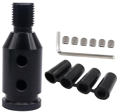 HISports Shifter Knob Adapter Universal M12x1.25 Gear Knob Car Black Gear Shift Knob Adapter Aluminum Alloy Gear Shift Knob Adapter for Non Threaded Shifters