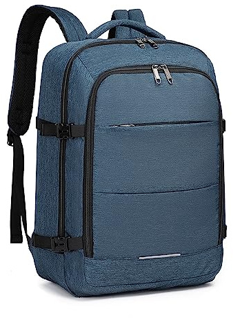 Kono Sac de Cabine 45x36x20 pour Easyjet - Bagage à Main 30L Sous le Siège - Sac de Voyage Week-end - Sac à Dos pour Ordinateur Portable Résistant à l'Eau (Marine)