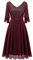 Dressystar Damen Elegant Cocktailkleid V-Ausschnitt Spitzenkleid mit Pailletten Knielang A-Linie Party Abendkleider Burgunderrot XL