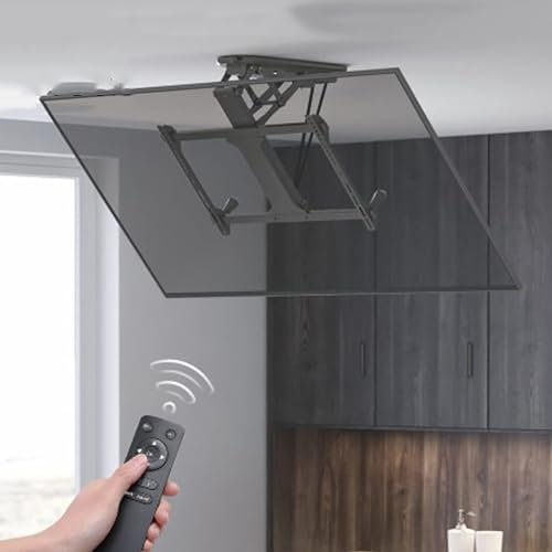 QICBYING Tv Deckenhalterung Elektrisch - Verstellbare Decken TV Halterung, 0–75° Nach Unten Klappbar, ±90° Links/rechts Drehbar, Elektrischer TV-Lift Passend Für 40–70 Zoll