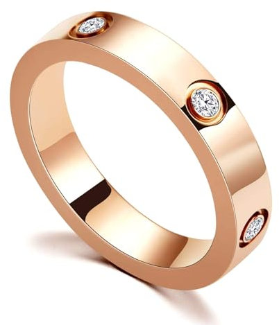 RIXERKOC Liebe Freundschaft Ring für Damen Cubic Zirkonia Edelstahl Versprechen Ring Hochzeit Band Schmuck Valentinstag Geburtstag Geschenke für Frauen Mädchen (9, Rosegold)