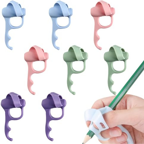 KASESSS 8 Pcs Pencil Grips for Children, Soft Silicone Pencil Grip, Five-Finger Pen Grips Ergonomic Pen Grip for Preschoolers Adults Lefty or Righty Handwriting Grip Corrector Writing Aid Tool