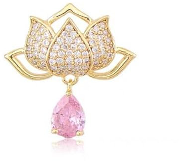 Rosa Lotus Blume Strass Brosche Crystal Drop Brosche Pin Elegante Lotus Vollkristall Blume Brosche Pin Dame Pflanze Brosche für Frauen Kleidung Zubehör Hochzeit Täglich Schmuck Geschenke