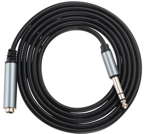 sourcing map 6.35mm 1/4 TRS Male to Female 6 Feet Stereo HiFi Cord Audio Aux Jack Cable 1/4 Inch Extension Cable TRS Headphone Guitar for Phone Speaker, Black