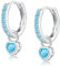 Ohrringe Silber 925 Hängend Blau Creolen Klein Mit Herz Rund Zirkonia für Damen Mädchen Herren (Blue-Herz)