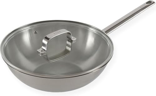 ELLE Gourmet Moderne Wokpfanne mit Deckel - Ø 28 cm - Pfanne Induktion - Antihaft-beschichtung - Geeignet für alle Herdarten - PFOA-frei