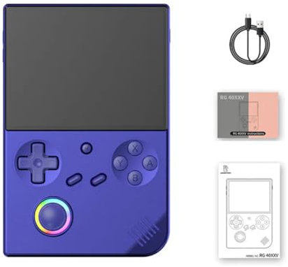 WANENGEDIY RG40XXV Handheld Game Console Built in 4800+Games, 4-inch Vertical Screen Retro Gaming Console Supports Linux Cortex-A53 CPU, RGB Lighting Effects -64G Blue