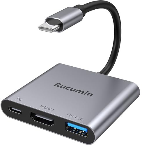 Adaptador USB C a HDMI, adaptador HDMI tipo C a 4K con puerto PD de 100 W y USB 3.0, adaptador digital AV multipuerto para MacBook Pro/air, iPad Pro/air, iPhone 15Pro/16, interruptor, tabletas y más