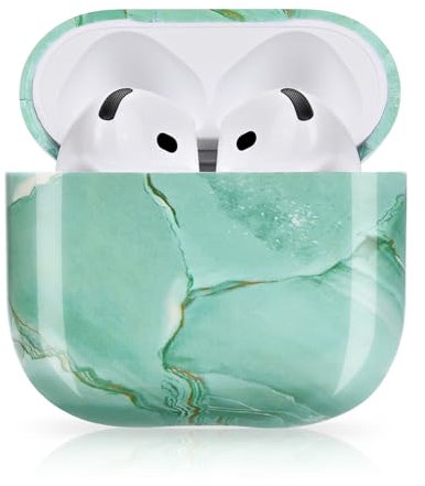 Newseego AirPods 4 Hülle - Marmor Case für 4. Generation, Harte PC Schutzhülle Mit Marmormuster, Ultradünn Vollschutz Stoßfest, Grün