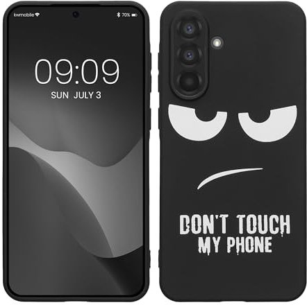 kwmobile Hülle kompatibel mit Samsung Galaxy A56 5G - Handyhülle Silikon Case - Don't Touch My Phone Weiß Schwarz