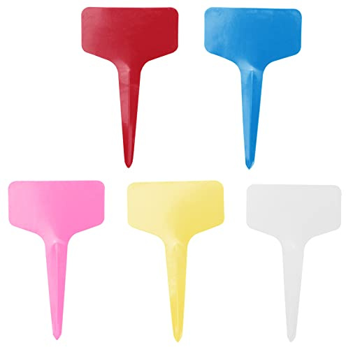 Lonrtesw 100Pcs Plant Labels Multicolor Waterproof Plastic Plant Tags T-Type Nursery Garden Labels 6 X10cm 5 Colors