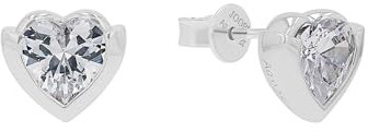 JOOP! Ohrstecker 925 Sterling Silber Damen Ohrschmuck, mit Zirkonia synth., 0,9 cm, Weiß, Herz, Kommt in Schmuck Geschenk Box, 2039691