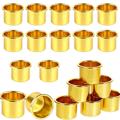 yivom 20 Stück Kerzenhalter für Stabkerzen Gold, Kerzeneinsatz, Kerzenhalter Metall Klein, Kerzentüllen, Kerzen-Halter aus Metall Gilt für Halloween, Ostern Szenen und Weihnachten