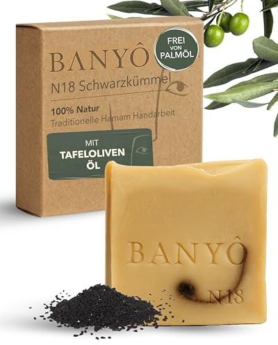N18 Schwarzkümmel Seife I Handgemachte Hamamseife mit 100% natürlichen Inhaltsstoffen I Intensive Feuchtigkeitspflege mit antioxidativem Schutz I Ideal für trockene Haut & Ekzeme