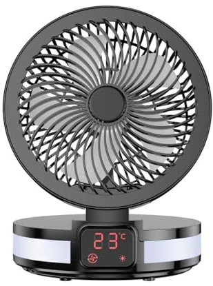mophrati Desktop Electric Fan Smart Rechargeable Silent Cooler Switch Night Multifunctional Vertical Circulation Fan Office Dormitory, Black