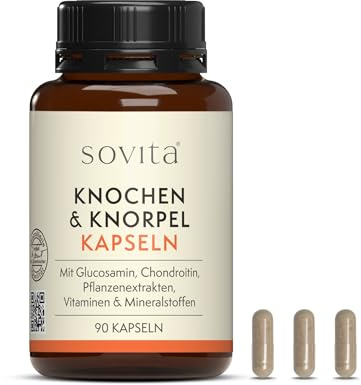 ovita Knochen & Knorpel |Glucosamin Chondroitin Kapseln mit Teufelskralle, Astaxanthin, Vitamin C, E, B2, Zink, Selen & Mangan | Für Knorpel, Knochen & Zellschutz | Gelenk-Komplex vegan | 60 Kapseln