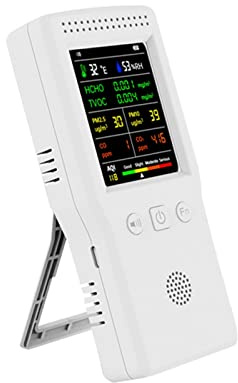 Air Quality Monitor Air Quality Detector 9 in 1 HandheldTemperature Humidity PM2.5 PM10 HCHO TVOC CO CO2 Air Monitor with LCD Color Display(Bianco)