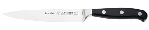 Giesser seit 1776 - Made in Germany - scharfes Zubereitungsmesser geschmiedet 15 cm BestCut, hitzebeständig, schwarz, schmales Küchenmesser spülmaschinengeeignet, rostfrei