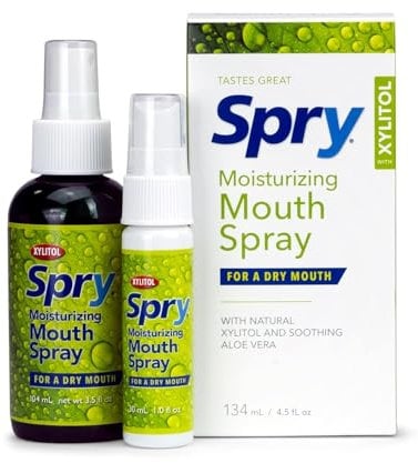 Spry Natürlicher Xylitol Feuchtigkeitsspendender Mundspray Gegen Mundgeruch – Probadent Gegen Mundgeruch mit Spearmint-Geschmack, 134 ml (1 Packung)