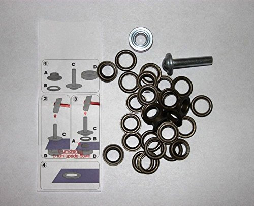 641378 24 Eyelets with washers 8 mm antique brass antique + Tool