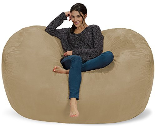 Chill Sack s Sitzsack: Riesige 1,8 m große Memoryschaum-Möbeltasche und große Liege – großes Sofa mit weichem Mikrofaser-Bezug – Camel