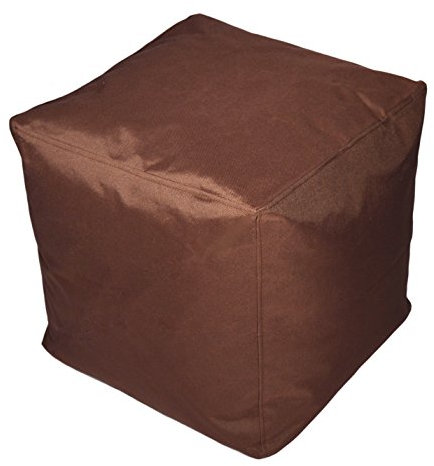 Kinzler S-10117/43 Sitzwürfel, ca. 40x40x40 cm, Outdoor & Indoor, Sitzsack in vielen verschiedenen Farben, wasserabweisender Hocker, dunkelbraun