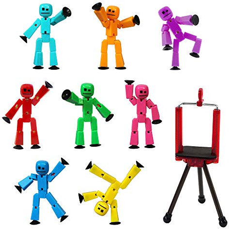 Zing Stikbot 8 Solid Pink/Yellow/Light Blue/Green/Dark Blue/Purple/Orange/Red Color and Red Tripod