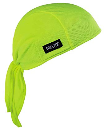 Ergodyne Chill-Its 6615 Performance Bandana Do Rag Skull Cap, Terry Cloth Sweatband, Moisture Wicking,Lime