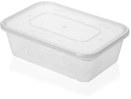 650ml Microwave Plastic Heavy Duty SATCO Containers + Lids x 25