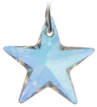 Sonnenfänger/Regenbogenfänger als Swarovski-Anhänger in Form eines funkelnden Sterns, hängend, 28 mm, blau