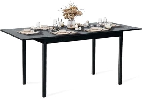 MEUBLE COSY Esstisch Ausziehbar Küchentisch für 4-6 Personen Vintage Industrial Esszimmertisch Metallgestell für Esszimmer, Küche, 120-160x80x75cm, Schwarz