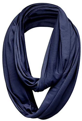 Plain 50% Cotton Blend Jersey Snood Scarf, Navy