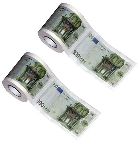 2 Rollen Toilettenpapier 100 Euro Klopapier Toilette WC Papier Tuch