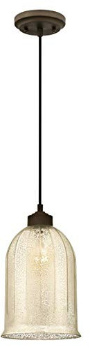 Westinghouse Lighting 6328640 A++ to E, Einflammige Pendelleuchte, Ausführung mit Antik-Spiegelglas, Geölte Bronze, 19 x 19 x 161 cm