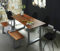 SAM 6 TLG. Essgruppe Esra, Baumkantentisch 160x85 cm & -Bank 160x40 cm, Akazie-Holz Cognacfarben, Gestell Silber, 4X Schalenstuhl Lerche schwarz