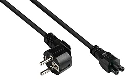Good Connections P0105-S018 Netzkabel, 1,8 m, Schutzkontakt-Stecker Typ E+F (CEE 7/7, gewinkelt) an C5 (gerade), Stromkabel für Notebook, Monitor, 0,75 mm² Schwarz