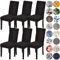HZDHCLH Stuhlhussen 6er Set Stuhlbezüge Stretch abnehmbar, waschbar, Esszimmerstuhl-Schutzsitz für Hotel Restaurant Küche Hochzeitsfeier（Schwarz/6 Stück）