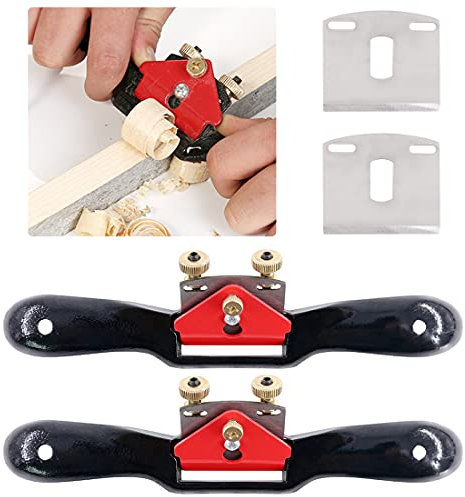 Glarks Lot de 2 rabots à rayons réglables de 25,4 cm avec base plate et lame en métal et 2 lames supplémentaires pour l'artisanat du bois