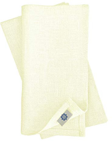 Linen & Cotton Hochwertige 4 x Stoffservietten/Servietten Stoff/Leinenservietten Hygge - 100% Leinen, Ecru Weiß (32 x 32cm) für Feiern Home Küche Esstisch Dekoration Abendessen Cafe Restaurant