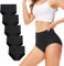 TUUHAW Unterhosen Damen Unterwäsche 5er Pack Slip Miederhose Baumwolle Hoher Taille Atmungsaktive SCHWARZ S