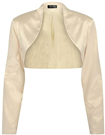 Bolerose Formale Raso a Maniche Lunghe Bolero (Oro Champagne, 5XL)
