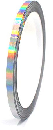 (0,79€/m) 10 Meter Hologramm Zierstreifen Basteln Möbel Auto Motorrad Modellbau Deko Dekorstreifen Klebestreifen selbstklebend DIY (Hologramm Silber, 5mm Breite)