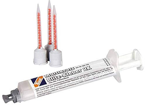 TECHNOLIT Multikraft Blitz-Kleber 2K 10 g inkl. 3 Mischerdüsen, Sekundenkleber, Extremkleber, Mehrzweckkleber