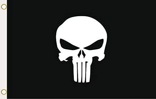 U24 Flagge Fahne Punisher Kopf Weiß auf Schwarz 90 x 150 cm