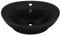 vidaXL Luxus Waschbecken mit Überlauf Waschschale Aufsatzwaschbecken Waschtisch Waschplatz Handwaschbecken Oval Matt Schwarz 58,5x39cm Keramik