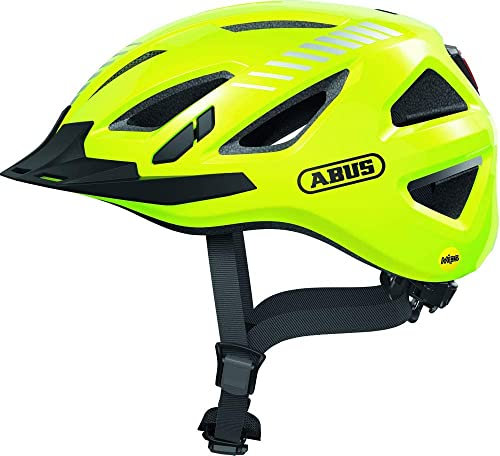 ABUS Stadthelm Urban-I 3.0 MIPS - Fahrradhelm mit Rücklicht, Schirm und Magnetverschluss für den Stadtverkehr - für Damen und Herren - Gelb Glänzend, L
