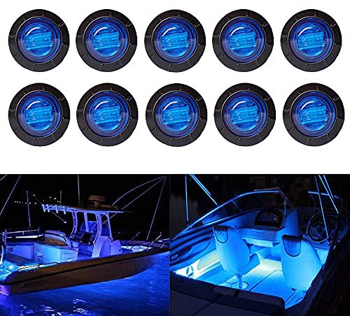 Bkinsety 10Pcs 3/4 Runde LED Vorne Hinten Seitenmarkierungsanzeigen Licht Universal für LKW Anhänger Van Caravan Auto (Blau)