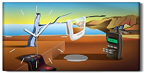 Coloray Uhr auf Leinwand - Weiße Hände - Wohnzimmer Dekoration Segeltuch Ohne Tickendes Geräusc Kunst Wand Uhr - Surreale Landschaft