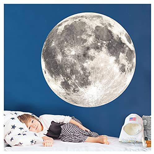 Little Deco Wandtattoo Wandsticker Vollmond rund Wanddeko Spielzimmer Sticker Kinderzimmer Mond Kinder Wandaufkleber Wandbild Kind selbstklebend DL708-2